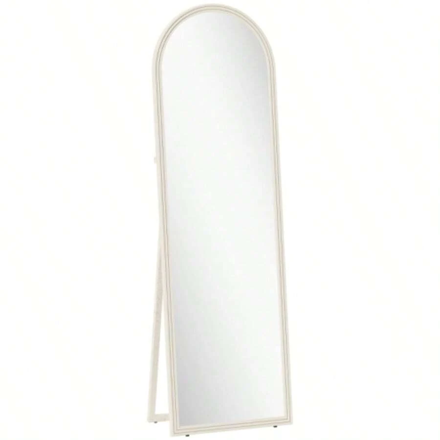Freestanding Mirror, 50 X 160 Cm, Can Be Placed On A Surface Or Mounted On The Wall, Arched Frame, White - Apricot - View 1