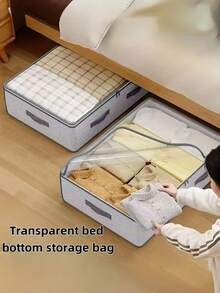 Large Capacity Under-Bed Storage Bag, Suitable For Travel And More - Multi-Layer Striped Design, 2 Size Options, Portable & Fashionable Women's Clothing Storage Bag, Mixed Color Elegant Pattern, Ideal Home Organization Choice, Christmas Decor, Personalized Gift, Best Christmas Gift For Women/Men, Personalized Gift, Travel Essential - 彩色 - 查看 8