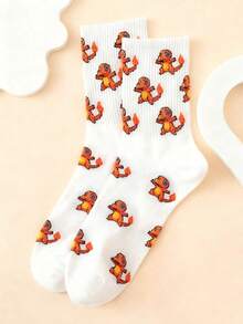 pokemon 宝可梦 1/3/5 双装可爱卡通印花透气柔软中筒袜，加固鞋跟和鞋头，经久耐穿，男女通用，四季皆宜 - 彩色 - 查看 9