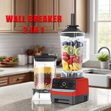 Professional Countertop Mixer 600W High-Speed Electric Mixer Suitable For Milkshakes And Smoothies, With A 2-Liter Container And 2  Cups In Red - 美規A型插(110-127V) - 查看 12