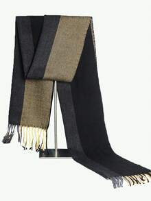 1pc Men's Cashmere Striped & Plaid Multi-Pattern Business Versatile Long Scarf - Multicolor - View 3