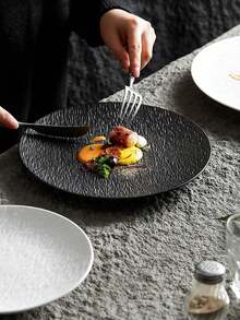 复古磨砂塑料餐盘，沙拉盘，甜点盘，适用于家庭、宿舍、厨房、餐厅，餐具配件，厨房用品 - 彩色 - 查看 3