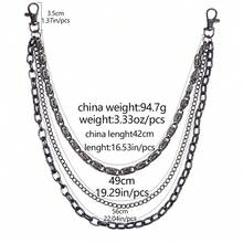 1条时尚多层金属腰链，个性枪黑色扭链多层裤链，百搭牛仔裤链，适合日常佩戴 - 槍黑色 - 查看 4