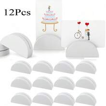 12pcs Stable Wooden Table Number Holders, Half-Circle Design Card Holders For Wedding, Party, Office, Restaurant, Birthday Event - Multicolor - View 15