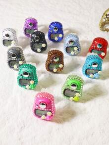 1pc/5pcs/10pcs Ramadan Spring Prayer | Arabic Style Flower & Rhinestone Enamel Counter, Portable Rosary Beads Pendant - Multicolor - View 1