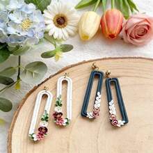 1/10Pcs Organic Outline Geometry Polymer Clay Cutters Multiple Lines Drop Ellipse Ribbed Earrings Jewelry Soft Pottery Clay Making Tools - White - View 4