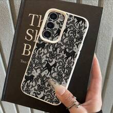 1pc TPU Material Elegant Black Lace Cute Deer Pattern Fashionable Phone Case Compatible With Samsung A05s, A12, A13, A14, A14 4G, A15, A21s, A23, A25, A32, A32 5G, A34, A35, A50s, A51, A52, A53, A54, A55, A71, A72, A73, S10, S20 FE, S20 Ultra, S21 Ultra, S22, S22 Plus, S23, S24, Redmi 10C, 12C, Note 10, 11, 12, 13, Pro Plus, Note 8, 9 Pro, Full Body Shockproof Soft Phone Protective Cover