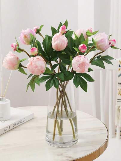 1/5pcs 19-Inch Artificial Peony Flower Bouquet, Lifelike Peony, Fake Flowers, Suitable For Home Decor, Valentine's Day Gift, Mother's Day Gift, Wedding Centerpiece, Party Decoration, Wedding Bouquet, Office Decor, Bedroom And Living Room Decor