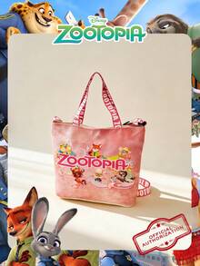 Disney 官方授权《疯狂动物城》图案时尚手提包，单件装，休闲多功能单肩包，轻便可调节肩带，斜挎包，适合儿童/女孩/青少年/学生日常/外出/购物/上学/情人节使用。 - 彩色 - 查看 12