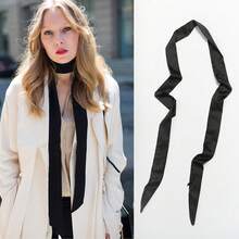 1pcs Satin Solid Color Long Narrow Thin Scarf Silk Satin Korean Style Small Neck Scarf Accessory - 彩色 - 查看 1