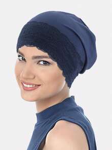 1pc Lace Trim Beanie Hat, Muslim Headscarf, Sleep Cap, Suitable For Daily Use - Lace Trim - View 33