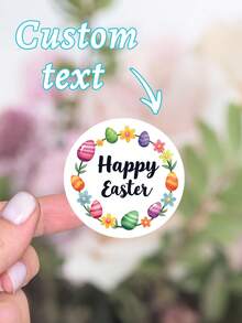 15/35/70pcs Easter Animal Stickers, Egg Stickers,Customize Text,Easter Bunny, Happy Easter Stickers, Custom Cute Stickers - Multicolor - View 1