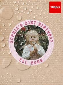 1-180张定制照片贴纸，个性化生日派对礼物，可印制您的照片，适合30岁生日、单身派对、闺蜜旅行、礼品标签、派对装饰、DIY、笔记本电脑等场合，非常适合送给朋友、女友、同事、老师、成年人，用于独特的生日庆祝、活动、办公室装饰、宿舍和家居纪念贴纸，也适合家庭使用。 - 玫瑰紅 - 查看 25