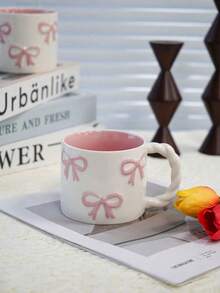 1pc New Creative 3D Bow Tie Mug, High-Quality Braided Handle Ceramic Coffee/Milk Cup, Microwave , Perfect Gift For Girlfriend, Cute Girly Water Cup, Valentine's Day Gift, Souvenir - Multicolor - View 6
