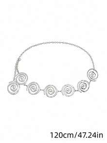 1pc Women's Minimalist Versatile Asymmetric Geometric Spiral Dress With Belt - Striped Spiral Style - View 15