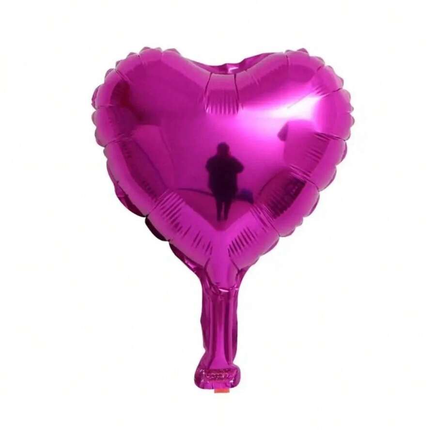 50 Mini Metallic Heart Balloons, Red, Silver, Gold, Centerpiece, 5 Inches (12cm), Party Decoration - Hot Pink - View 1