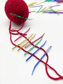 8pcs Aluminum Alloy Large Eye Weaving Needles, Tapestry Needles, Sweater Sewing Needles, Smooth Surface, Suitable For Crocheting, Sewing, Threading, Handicrafts - Multicolor - View 5