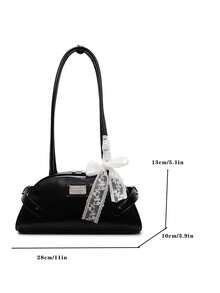 Niche Textured Underarm Bag For Women, New Fashion Handbag Bowling Bag Versatile Commuter Shoulder Bag With Scarf - Multicolor - View 5