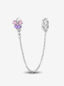 1pc Fashion Butterfly Safety Chain Pendant, Suitable For Women Bracelet DIY Jewelry - Silver - View 13