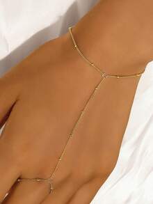 1件装925纯银球形戒指手链，女士精致立方氧化锆手链和戒指链，日常佩戴，适合婚礼、派对、订婚、周年纪念、情人节等场合。 - 金色 - 查看 7