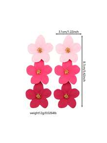 1 Pair Ombre Round Pendant Earrings, Suitable For Daily Wear - Yellow - View 12