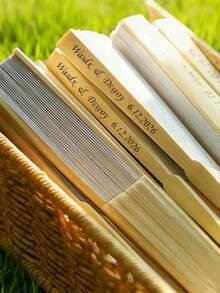 Customized Wedding Hand Fan, Personalized Wedding Candy Fan, Wholesale Engraved Bride Party Favors, Handmade Romantic Wedding Fan, Bridesmaid Gift - Multicolor - View 6