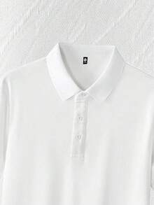 Men's Shirt, Men's Loose Casual Business Polo Shirt, Fashion Knit Sweater, Casual Turndown Collar Short Sleeve Top - White - View 3