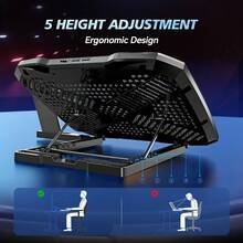 COOLCOLD Laptop Cooling Pad For 7-17 Inch Laptop Cooler Stand, 5 Quiet Fans, 5 Angle Adjustable With Phone Holde - Black - View 6