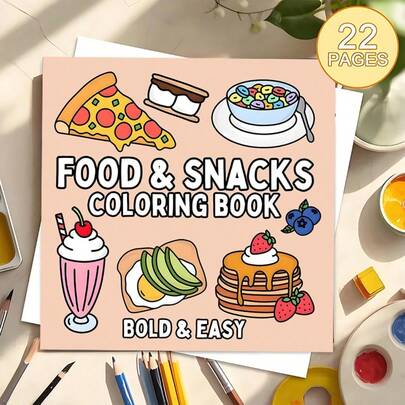 Coloring Collection Of Sweet Food Moments,(22-Page Thick Paper Upgraded Version) A Coloring Book Specially Designed For Women, With Bright Colors, Stress-Relieving, Suitable For Markers, For Teenagers, Featuring Fantasy And Eerie Elements. Ideal For Valentine's Day, Birthdays And Other Festivals. It's A Great Gift For Halloween, Back-To-School, For Adults, Christmas, For Art And Craft Supplies, DIY Leisure, And Doodling.