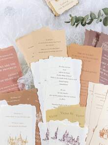 30张/包 复古花卉及英文文字不对称装饰纸片，适用于手工剪贴簿、手账、拼贴画、DIY装饰 - 彩色 - 查看 10