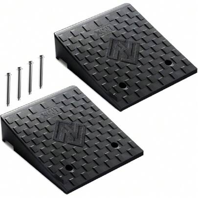 Rubber Threshold Ramp, 4.7" Rise Wheelchair Ramp Doorway, 7000Lbs Load Capacity, Non-Slip Surface Rubber Curb Ramp For Wheelchair And Scooter, 2 Pack(4.7" Height) (4.7" Rise),40719213
