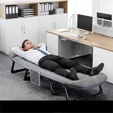 Compact Tri-Fold Camping Cot Guest Bed With Storage Pocket, 6-Level Adjustable Lounger For Home Office - Dark Grey - View 2