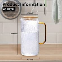 Large Clear Glass Pitcher With Lid, Ideal For Serving Fresh Water, Iced Tea, Juices, And Beverages - Multicolor - View 5