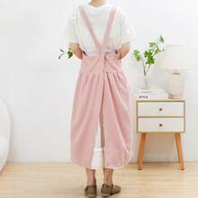 Tạp dề nhà bếp kiểu cổ điển dễ thương, có túi, màu be, không có dây buộc eo, dành cho nữ, thích hợp nấu nướng và vẽ tranh. - Nhiều màu - Xem 3