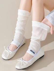 Spring/Autumn Women's Thin Vertical Striped Leg Warmers, Korean Style Simple Versatile Leg Warmers, Long Breathable Slouch Leg Warmers - Multicolor - View 4