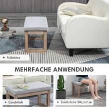 Footrest, Padded Stool With Wooden Legs, 68 X 38 X 42 Cm, Grey, Seat For Living Room, Bedroom, Entryway Bench - Grey - View 6