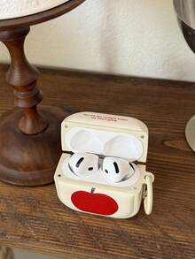 1pc Minimalist Red Apple Design 4/Pro 3 Protective Case, Suitable For Airpods 2nd/3rd Generation