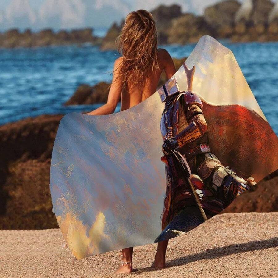 Movie The M-Mandalorian Cartoon Beach Towel Cute Kawaii Room Decor Bath S Ren Hand Towels For Bathroom Shower(11).Jpg - trắng - Xem 1