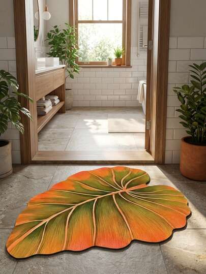 1 件装可水洗豪华热带树叶硅胶垫，适用于浴室地垫、浴室地毯、门垫、小地毯、地毯、垫子、家居装饰、区域地毯、户外地垫、家居装饰、区域地毯、卧室地毯、可水洗地毯