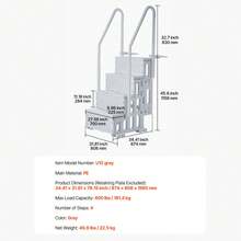Swimming Pool Ladder, 4-Step Double Handrails Stairs With Non-Slip Heavy Duty Steps, Reliable 400 Lbs Max Load Capacity, For 48-54 In Inground & Above-Ground Pools Of Any Decking Surface, Grey - Gray - 4-step - View 7