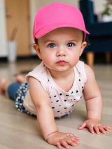 1顶婴儿/幼儿纯色可调节棒球帽，男女通用，适合户外、旅行、海滩等场合 - 多色 - 查看 4