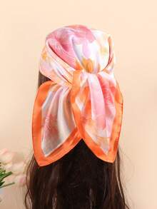 1条70厘米印花围巾/头巾，女士时尚配饰，适合海滩、度假和日常生活，为您的造型增添亮点。 - 彩色 - 查看 2