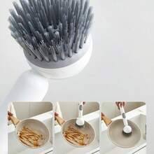 1 pieza Cepillo de cocina de mango largo con jabón líquido, herramienta de limpieza de ollas giratoria, cepillo exclusivo para platos y ollas de cocina, cepillo de limpieza multifuncional - Multicolor - Ver 5