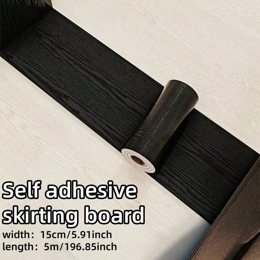 1 Roll 5m X 15cm Self-Adhesive Wood Grain Repair Wallpaper Sticker, Removable Wood Grain Wallpaper Tape, PVC Self-Adhesive Baseboard, Suitable For Door Frames, Tables, Cabinets And Wardrobes - Multicolor - View 1