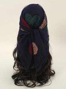 1件套向日葵刺绣蕾丝头巾式发带，适合日常佩戴 - 彩色 - 查看 9