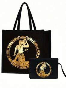 Bộ 12 túi tote vải lanh đen in hình cung hoàng đạo, túi đeo vai tối giản dung tích lớn kèm túi đựng mỹ phẩm di động, túi đựng đồ dùng hàng ngày, túi mua sắm đa năng, túi quà tặng cá nhân hóa hoặc túi đựng bữa trưa - Thiết kế hoàn toàn mới. Túi xách hai quai xách kiểu cặp sách. Thích hợp cho mua sắm, công sở, đi học. - Nhiều màu - Xem 18