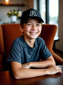 1顶儿童26字母卡车司机帽，时尚休闲帽，适合女孩返校日常佩戴 - 黑色 - 查看 2