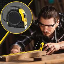 1支装可伸缩卷尺，精密透明钢卷尺，带挂绳，单面刻度，便携式建筑尺，耐磨自锁卷尺，适用于家庭、农业、工业、木工等用途，可定制26个字母的姓名首字母图案 - 黑色 - 查看 3