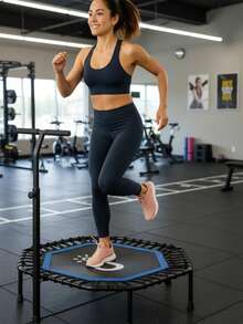 Amulay Trampolín Fitness Hexagonal 101 cm con Barra Ajustable – Brincolín para Adultos con 42 Ligas, Acero Anticorrosión y Capacidad 100 kg - Azul - Ver 5