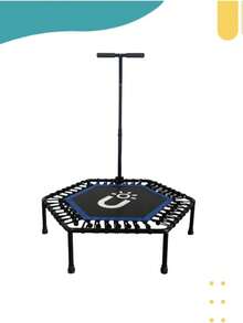 Amulay Trampolín Fitness Hexagonal 101 cm con Barra Ajustable – Brincolín para Adultos con 42 Ligas, Acero Anticorrosión y Capacidad 100 kg - Azul - Ver 7